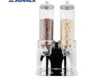 China Cookwares de aço inoxidável de suspensão da estrutura, distribuidor seco w do alimento do bufete do distribuidor do cereal dois Tnaks à venda