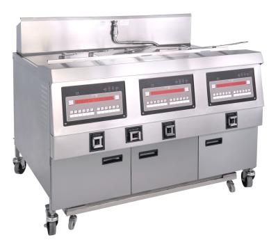 China 25x3L Electric 3-Tank Fryer / Four -Basket Commercial Electric Fryer With Cabinet for sale