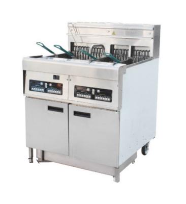 China Stainless Steel Two-Cylinder Four Basket Deep  Fryer With Cabinet / Commercia Electric Kitchen Equipments for sale