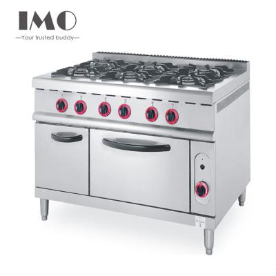 China Commercial Kitchen Gas 6 Burner Range With Oven Hotel Kitchen Equipment for sale