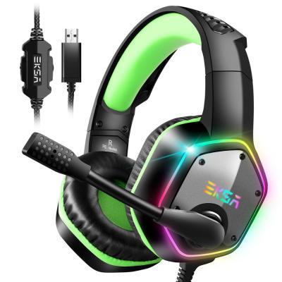 China E1000 7.1 Stereo Sound Surround Virtual Head Set Gaming Color LED Light Gamer Headphones With Super Low ANC PS4 Gray Green PC Mic For for sale