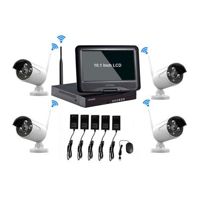 China Built-in Wireless H.265 4ch Siren Camera System 10.1 Inch LCD Monitor Nvr Kit 2MP 5MP Wifi Cctv Security Surveillance for sale