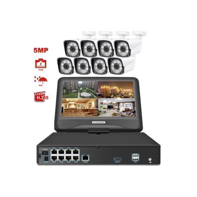 China Full Hd Siren 5mp Siren IP Poe Surveillance CCTV Security Nvr Camera System Price Kit With 10.1inch Video Monitor for sale