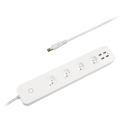 China CH4 Switzerland Surge Protector Wi-Fi Band Residential/Multi-Purpose Power Band 4AC 4USB ports wifi smart charging smart power board for sale