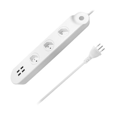 China Original TY1912J1 Switzerland 4USB Hub Mini Charging Residential / Multipurpose Power Striple With 4 Sockets White Standard Plug for sale