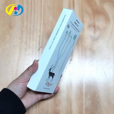 China Custom Recyclable Phone Data Line Filling Paper Gift Boxes Usb Cable Cardboard Box Packaging Rectangle for sale