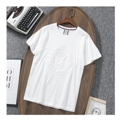 China New Breathable Anti-Shrink 3d Printed Clothing Mens Cotton Embossed T-shirt Cotton Brushed Summer Round Neck Casual Short Sleeve T-Shirt for sale