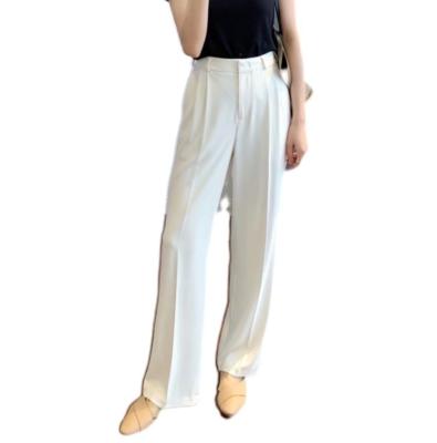 China Anti-wrinkle fashion Lady Office Pants Japan imported high-end Anti-wrinkle triacetate satin double-sided sagging legs long pants for sale