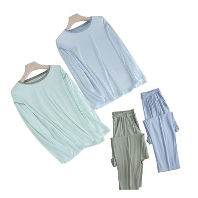 China QUICK DRY women's pajamas spring and summer loose long-sleeved home clothes can be worn outside the casual men's thin pants suit for sale