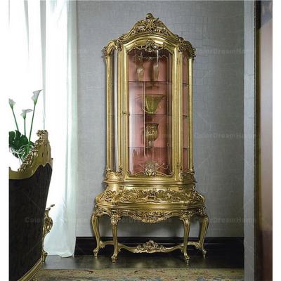 China French royal luxury baroque gold wood solid wood carving living room cabinets for sale