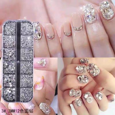 China Luxury Diamond Rhinestones Packs for Nails Mixed Around Form Large Art Glass Crystal Material LOGO Colorful Drill Color Accept OEM Box for sale