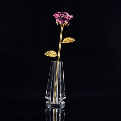 China Modern Europe Custom As Crystal Flower Pink Rose Crystal Custom Made H&D Multiple Sizes Gift for sale