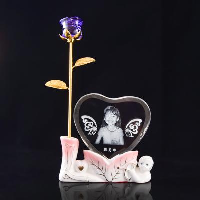 China Europe Best Selling As Souvenir Multiple Sizes Crystal Heart Shaped Crystal And Crystal Rose Ornaments for sale