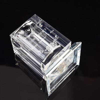 China Zhejiang custom direct sales of transparent clean light porcelain mask crystal glass pen holder for sale