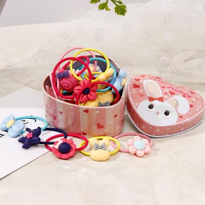 China 20 Piece Cute Promotional Gift Kids Hair Accessories Cartoon Lace Elastic Band Cute Hair Band for sale