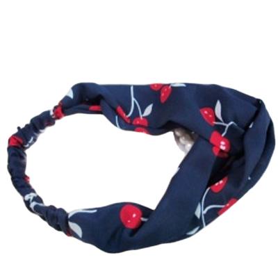 China Eco-Friendly Elastic Bow Headband Eco-Friendly Ladies Floral Print Ladies Vintage Headband Elastic Headband for sale