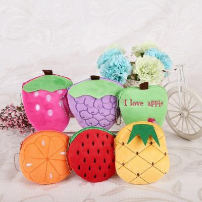 China Fashion New Style Fruit Zipper Change 3D Purse Cute Cloth Art Plush Coin Bag For Women Storage Bag for sale