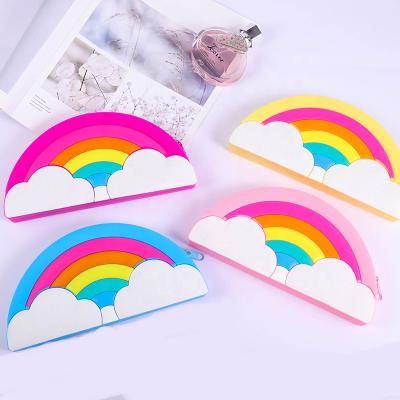 China New Trendy Creative Rainbow Muti-function Capacity Children Invent Bag Waterproof Silicone Coin Purse for sale