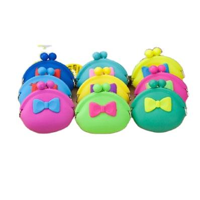 China Eco-Friendly Women Girls Mini Bowknot Clutch Silicone Key Cute Coin Change Purse for sale