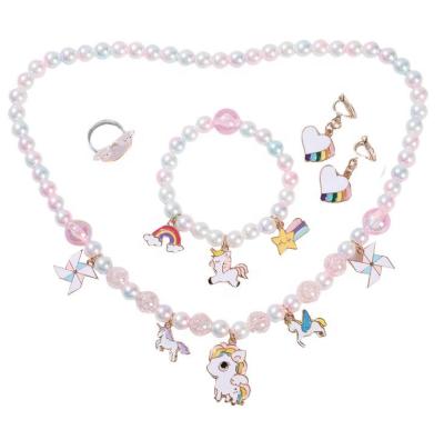 China Wholesale Casual/Sporty Princess Neck Cute Crystal Kids Cartoon Bracelet Baby Jewelry Set Ice Cream Girl Necklace For Children for sale