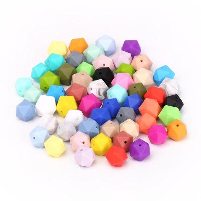 China Eco-Friendly Icosahedron Soft Teething Soothing Baby's Pain Teething Beads Baby Chewing Silicone Beads Wholesale for sale