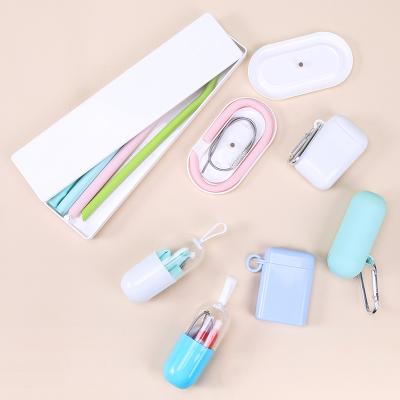 China Viable White Custom Shaped Straw Box OEM&ODM Reusable Eco Friendly Silicone Straw With Case for sale