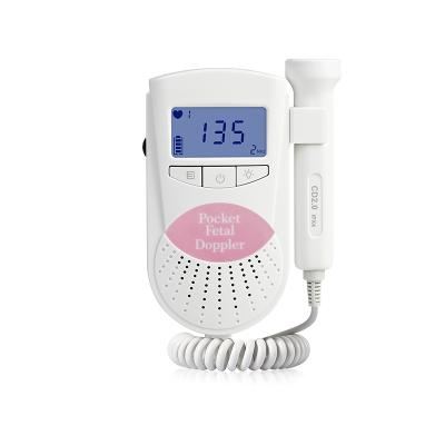 China Pregnancy Women RoHs Certification Handheld Doppler Fetal Monitor with Backlit Baby Monitor Freeze 3Mhz Probe LCD Freeze for sale