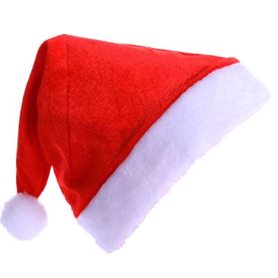 China Wholesale Velvet Comfort Christmas Party Supplies Stocked Christmas Xmas Santa Claus Santa Claus Hat For Gifts Customized for sale