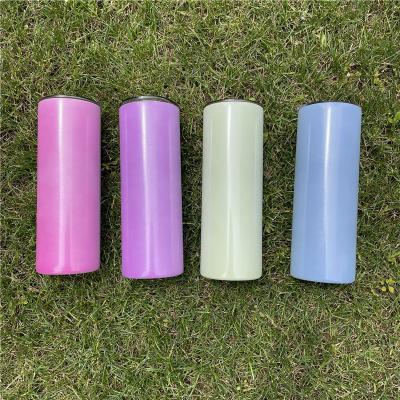 China Stainless Steel 20oz Resin Color Change Sublimation Straight Viable White UV And Glow In Dark Tumbler For Heat Press Printing for sale