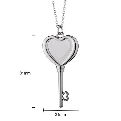 China CLASSIC White Empty Key Shape Metal Photo Heart DIY Sublimation Pendant Trays For Sublimation Printing Custom for sale