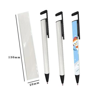 China Office & School Pen Wholesale Black Ink Sublimation Phone Holder Metal Tube Body Pens Ballpoint Pen With Shrink Wrap Sleeves for sale