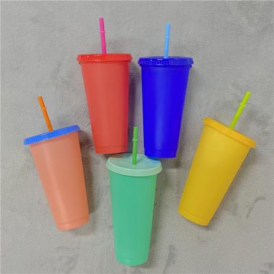 China New Viable Style BPA Free 24oz 700ml PP Color 5 Pack Reusable Plastic Changing Cold Cups For Cold Water Drinks for sale