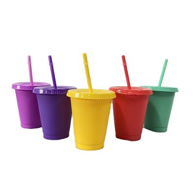 China LGBT Pride Solid Viable Color 16oz 24oz PP Matte Pack Of 5 Summer Plastic Coffee Cups With Cover And Straw for sale