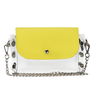 China High Quality Y2K Fashion Lime Yellow Replaceable Flapper Girls Studded Cross - Body Bag for sale