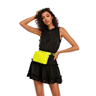 China Neon Yellow Quilted Leather Fanny Pack Smell Proof Fashion Bag Smell Proof for sale