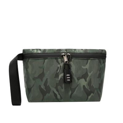 China Green Custom Smell Proof Camouflage Logo Smell Proof Pouch Bag With Combination Lock for sale