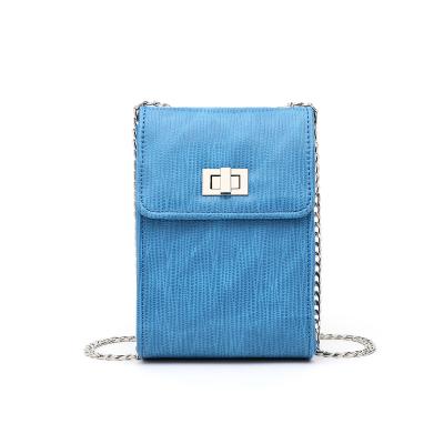 China 100% Eco-friendly Summer Blue Color Spring Chain Cross Small - Body Bag Cell Phone Bags for sale