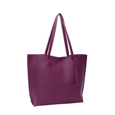 China High Quality Ladies Shoe And Bag Set Women Purple Handbags Set 3 Piece PU Leather Bag Set for sale