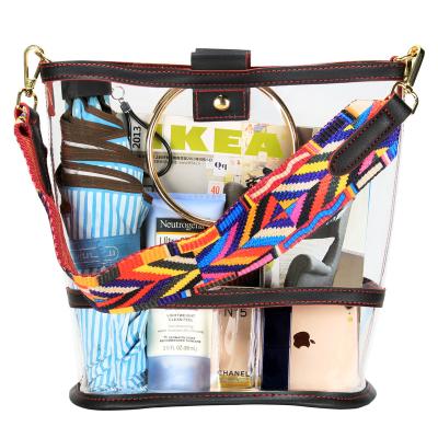 China 2020 New Arrival High Quality Clips Handbags Bag Transparent Clear Women's PVC Purse Bag With 2 Straps for sale