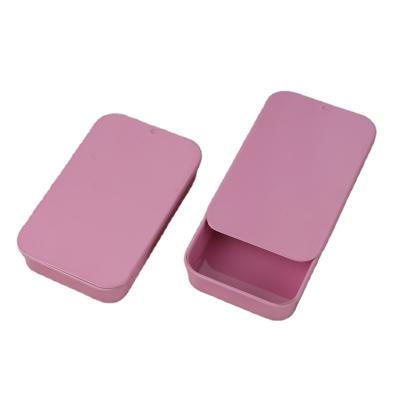 China 80x50x15mm Recyclable Pink Sliding Tin Box With Sliding Lid Candy Box Front Brush Packing Box for sale