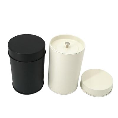 China Eco - Friendly Round Tea Tin Box With Inner Lid Black And White Color for sale