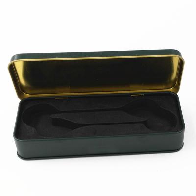 China Recyclable Rectangular Fork And Spoon Holder Jewelry Box Tin Box With Hinge for sale