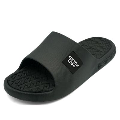 China CUSHIONING Eva Single Black Men's Black Slide Sandal PVC Slippers Custom Logo Slide Custom Slippers Women Men Woman Slipper for sale