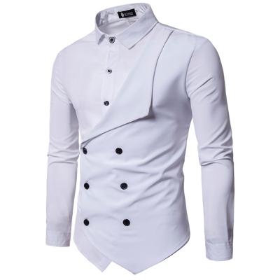 China High quality anti-shrink design sense of formal men's suit plus size shirts fashion European slim long sleeve men's cross shirts for sale