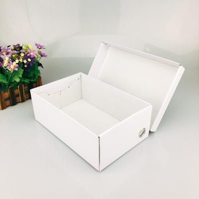 China Disposable In Stock High Quality Corrugated Cardboard Lamination Glossy Lady Sandal Shoes Box Slipper Shoe Packaging Box for sale