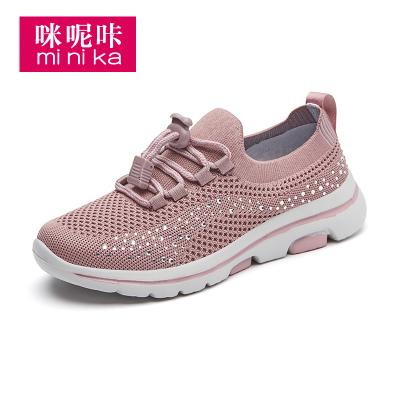 China Minika Breathable Light Weight Ladies Anti Skid Shoe Women Walking Breathable Mesh Fashion Sneakers Running Shoes Women for sale