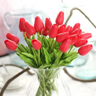 China LXMS PU Touch Artificial Flower Real Tulip Mini Tulip For Contemporary Wedding for sale