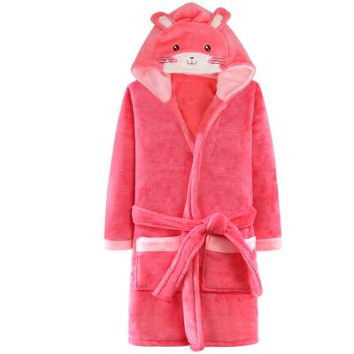 China Flannel Winter QUICK DRY Bathrobes For Kids Cute Cartoon Animal Long Robe Costume Hooded Nightgown Sleepwear for sale