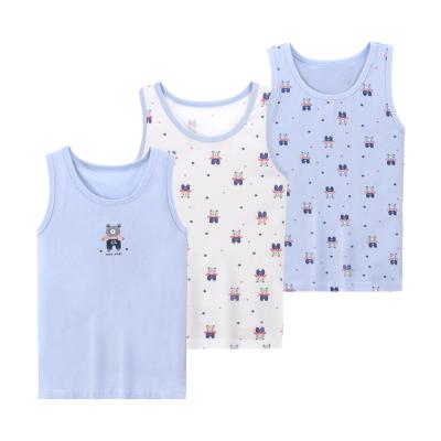 China Wholesale Breathable Slevessless Kids Tank Tops Printed Cotton Spandex Blend Vest Boys Fashion Singlet for sale