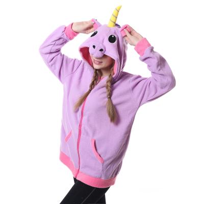 China Winter Women Anti-wrinkle Cartoon Hoodie Bestselling Adult Cute Animal Sweatshirt Purple Dot Fleece for sale